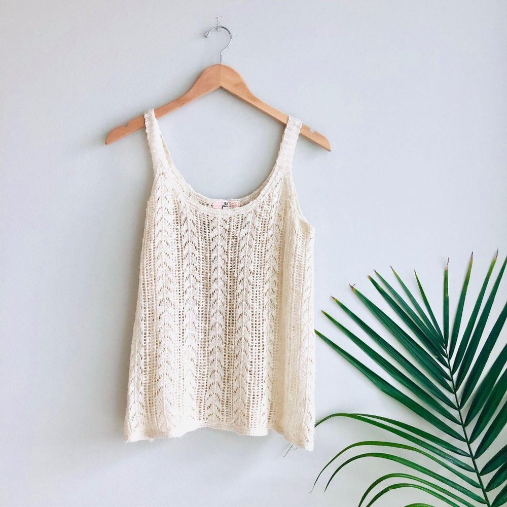 ⭐️ Pink Republic Crochet Tank Cream Cotton Seed XL